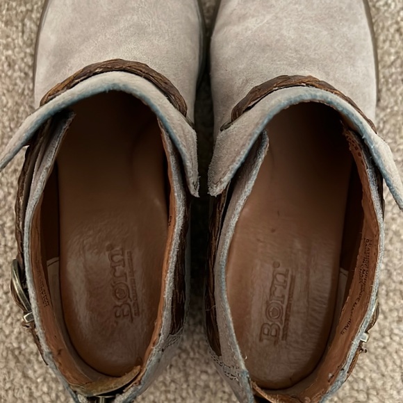 Born Suede Braided Ankle distressed taupe boots shoes sz 6M zip up - Picture 7 of 7